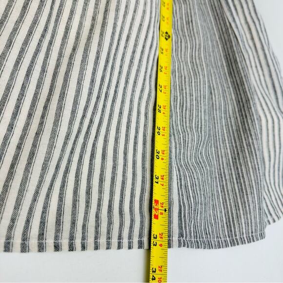 Hem & Thread Striped Dress Tie Round Neck Sleeveless Cotton Gray Boho M - Picture 10 of 10